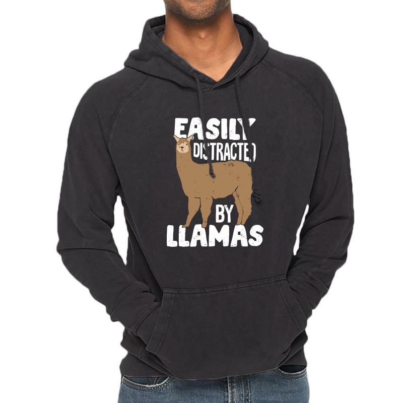 Easily Distracted By Llamas Animal Lover Gift Vintage Hoodie | Artistshot