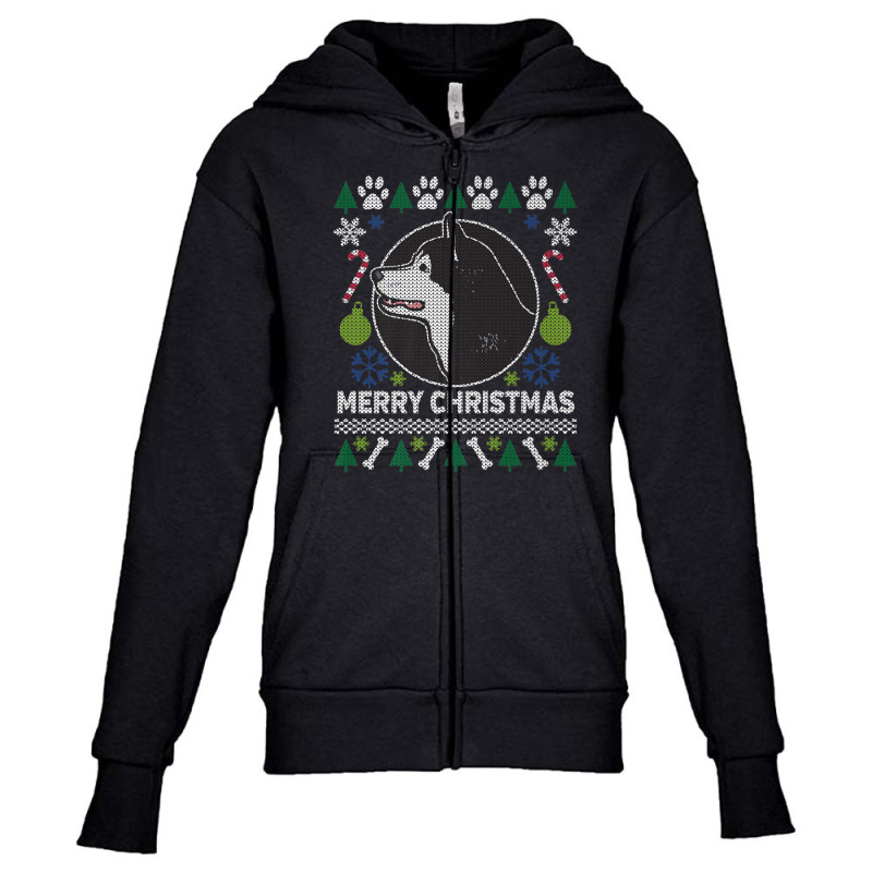 Alaskan Malamute Ugly Christmas Youth Zipper Hoodie | Artistshot