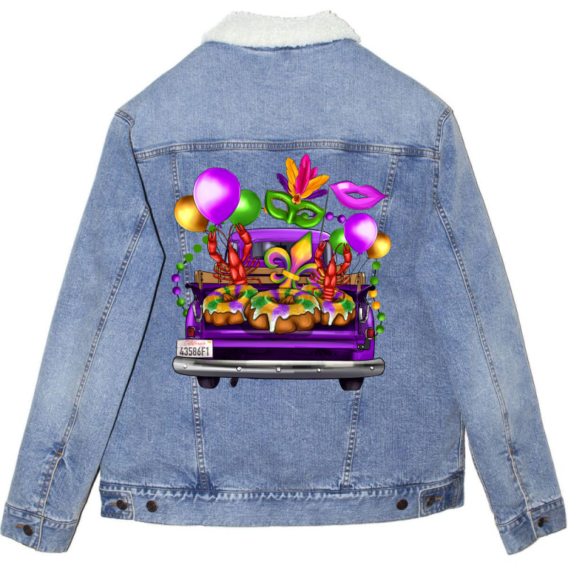 Mardi Gras Farm Truck Unisex Sherpa-lined Denim Jacket | Artistshot