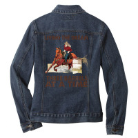 Cowgirl Living The Dream 3 Barrels At A Time Western Country Ladies Denim Jacket | Artistshot