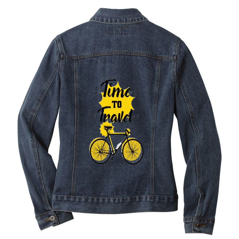 Time To Travel Ladies Denim Jacket by yenalsardao | Artistshot