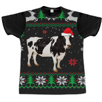 Cow Funny Cattle Ugly Sweater Christmas Dairy Cow Lover Santa Hat Anim Graphic T-shirt | Artistshot