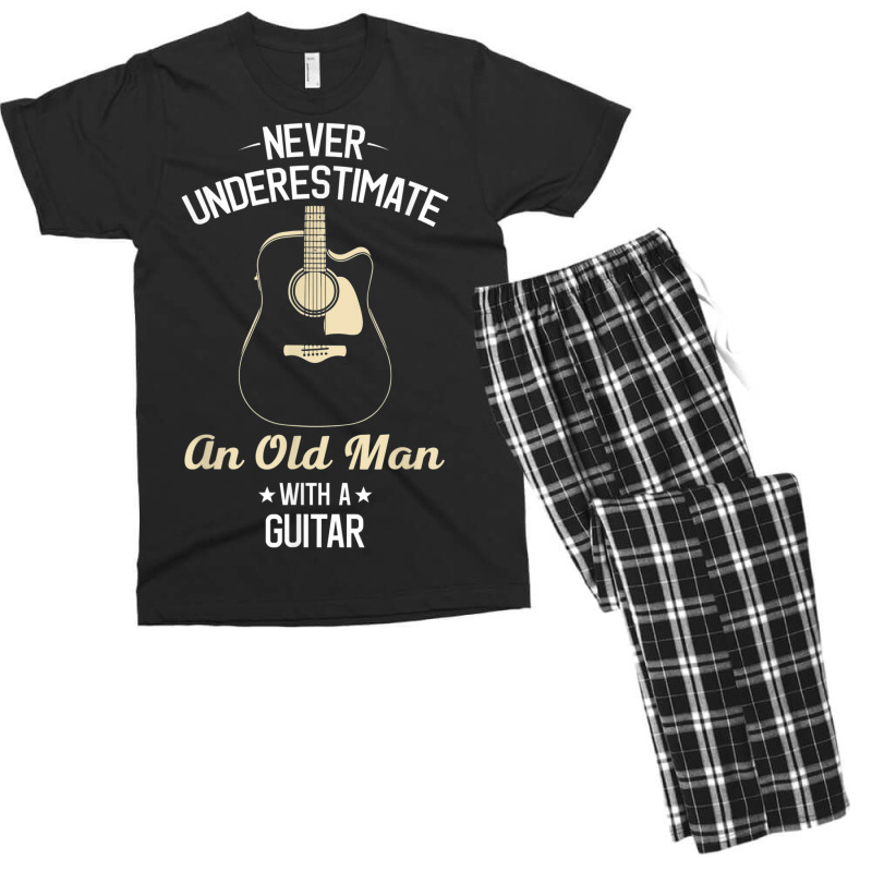 An Old Man With Acoustic Guitar Men's T-shirt Pajama Set By ...