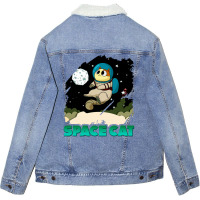 Space Cat Unisex Sherpa-lined Denim Jacket | Artistshot