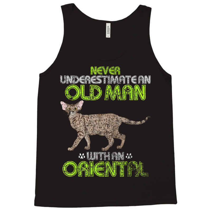 An Old Man With An Oriental Cat Funny Tank Top | Artistshot