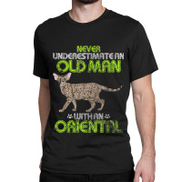 An Old Man With An Oriental Cat Funny Classic T-shirt | Artistshot