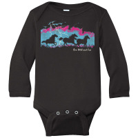 Run Wild And Free Running Horses Silhouettes Thunderstorm T Shirt Long Sleeve Baby Bodysuit | Artistshot