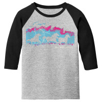 Run Wild And Free Running Horses Silhouettes Thunderstorm T Shirt Youth 3/4 Sleeve | Artistshot