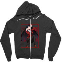 Yumeko Jabami Red Edgy Overload Zipper Hoodie | Artistshot