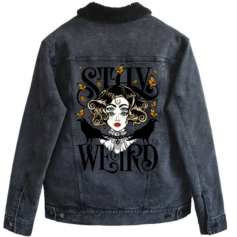 Rose And The Ravens {stay Weird} Colour Version Unisex Sherpa-lined Denim Jacket | Artistshot