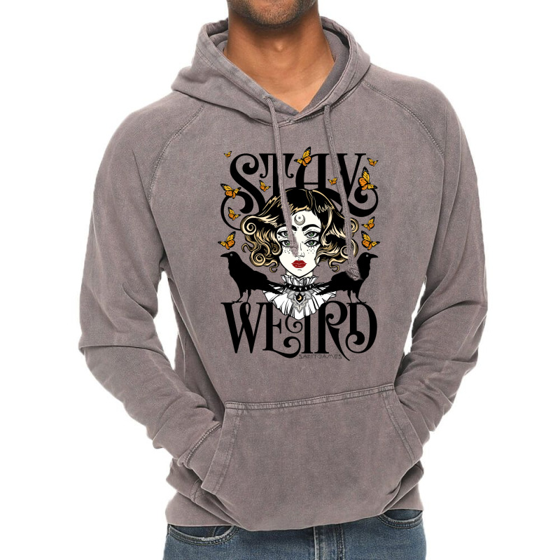 Rose And The Ravens {stay Weird} Colour Version Vintage Hoodie | Artistshot