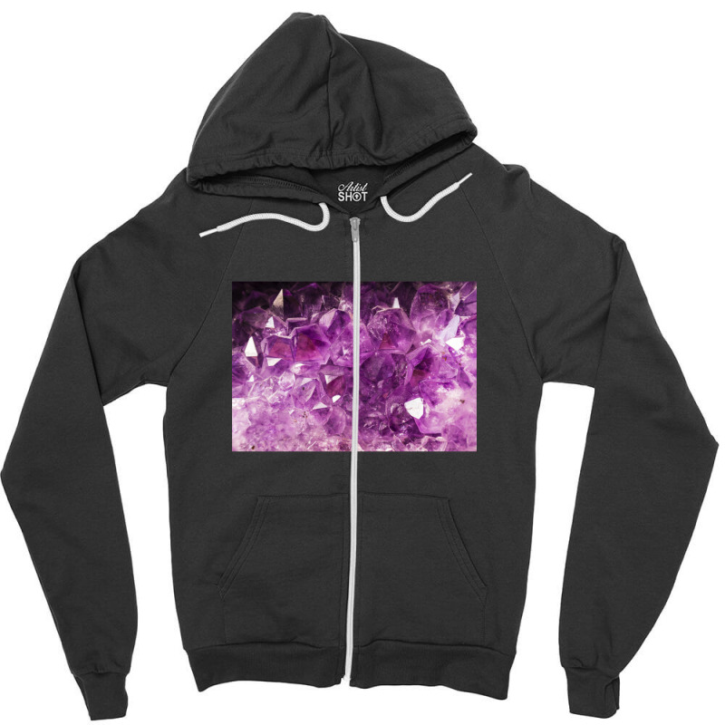 Purple Amethyst Crystals Texture Zipper Hoodie by JenniferJones | Artistshot