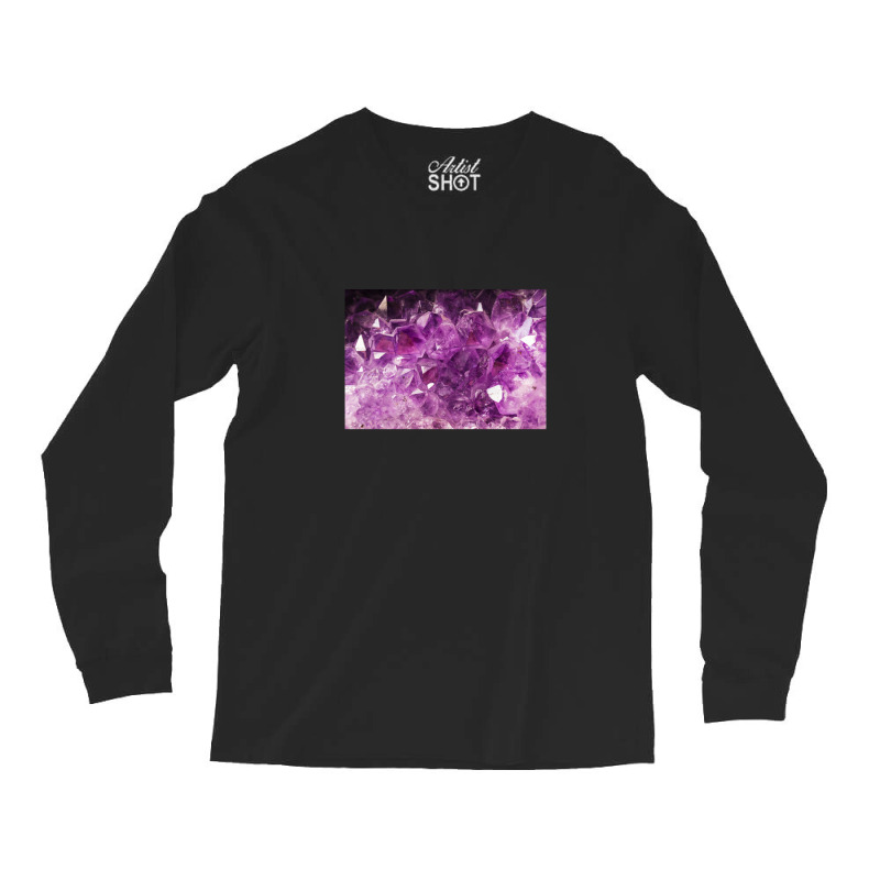 Purple Amethyst Crystals Texture Long Sleeve Shirts by JenniferJones | Artistshot