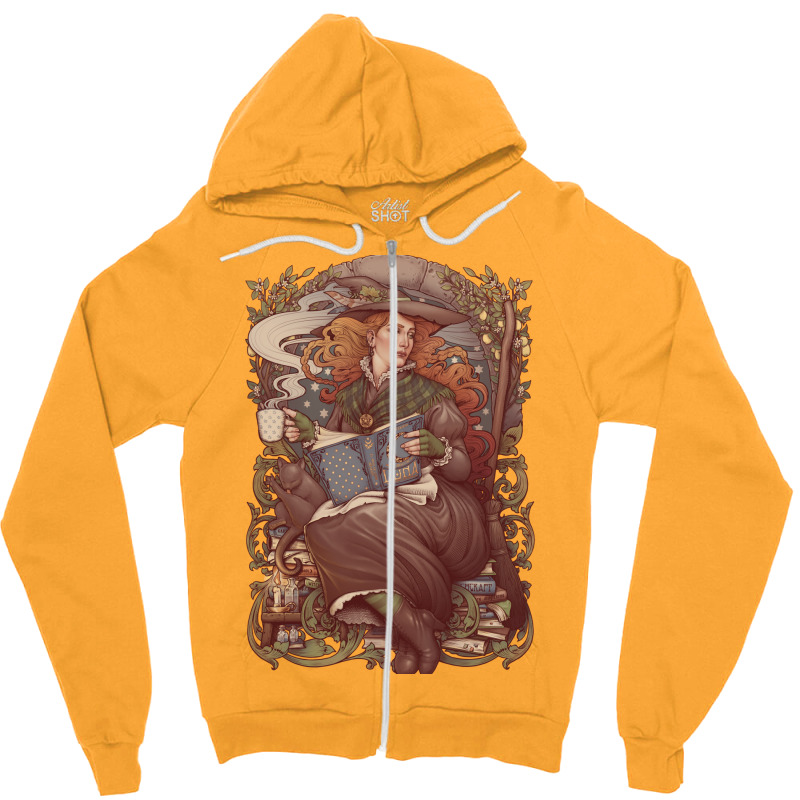 Nouveau Folk Witch Zipper Hoodie by mrirtstruppg | Artistshot