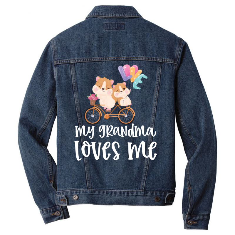 Hamsters Riding A Bike My Grandma Loves Me Gift For Kids Men Denim Jacket by CueTrendyFinds | Artistshot