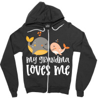 Orange Whales My Grandma Loves Me Zipper Hoodie | Artistshot