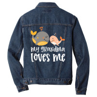 Orange Whales My Grandma Loves Me Men Denim Jacket | Artistshot