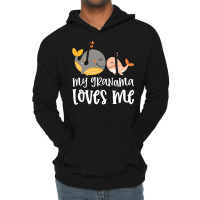 Orange Whales My Grandma Loves Me Lightweight Hoodie | Artistshot