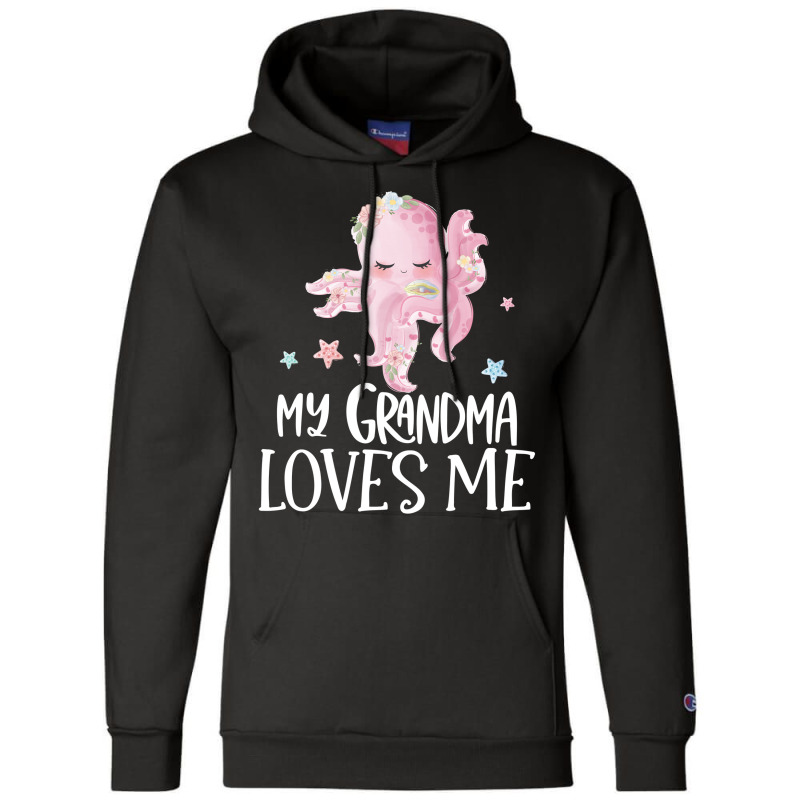 Pink Octopus My Grandma Loves Me Champion Hoodie by CueTrendyFinds | Artistshot