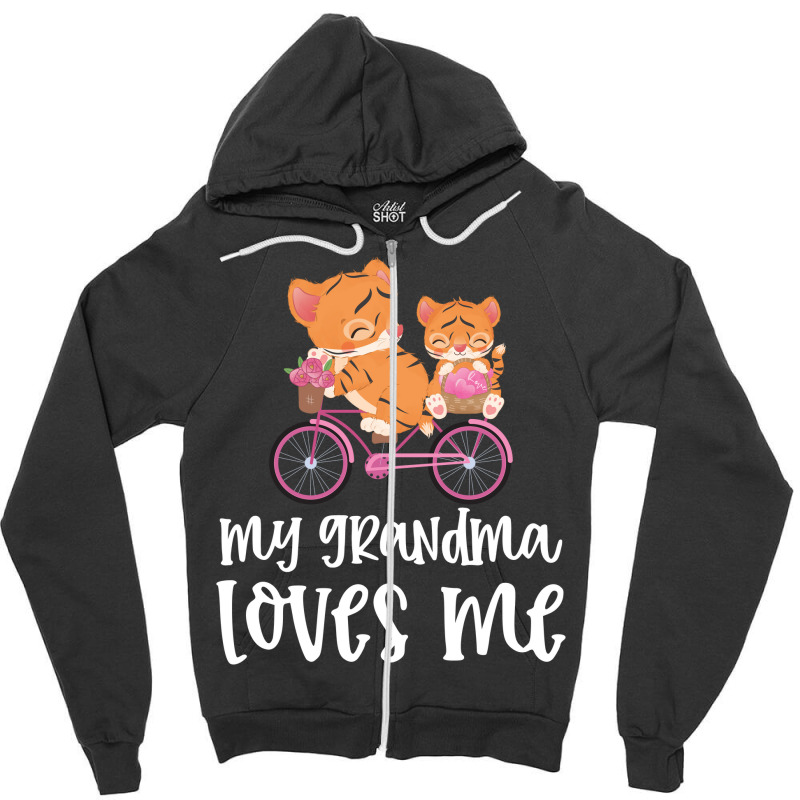 Tigers On Bike My Grandma Loves Me Zipper Hoodie by CueTrendyFinds | Artistshot