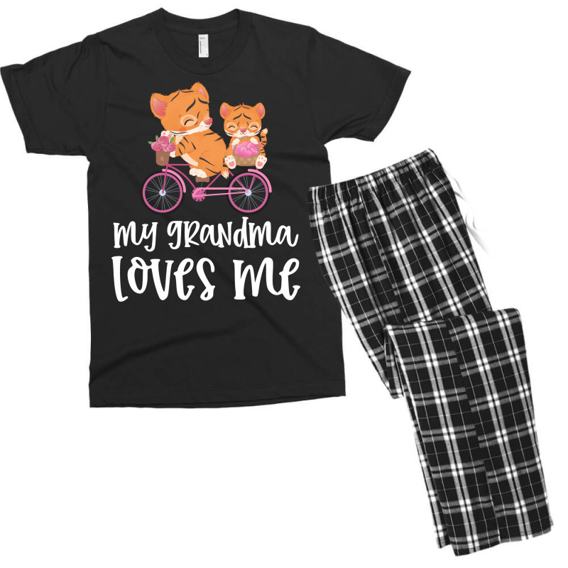 Tigers On Bike My Grandma Loves Me Men's T-shirt Pajama Set by CueTrendyFinds | Artistshot