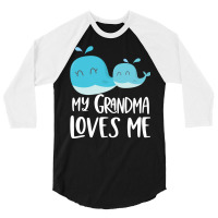 My Grandma Loves Me - Blue Whales 3/4 Sleeve Shirt | Artistshot