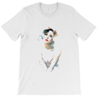 A Woman In Watercolor Looking Into The Distance T-shirt | Artistshot