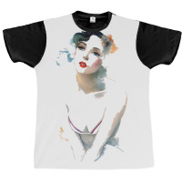 A Woman In Watercolor Looking Into The Distance Graphic T-shirt | Artistshot