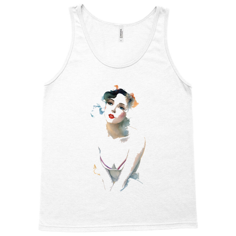 A Woman In Watercolor Looking Into The Distance Tank Top | Artistshot