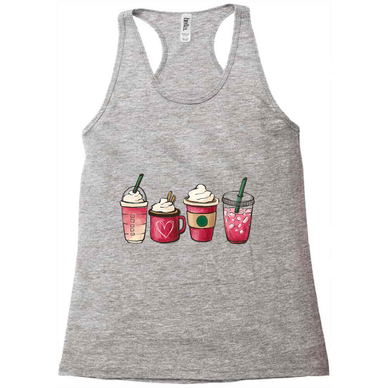 Valentine Coffee Heart Iced Coffee Lover Valentine Day Women Racerback Tank by Iribe890 | Artistshot