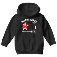 Merry Fishmas To All Good Bite Christmas Fishing Santa Gift Youth Hoodie | Artistshot