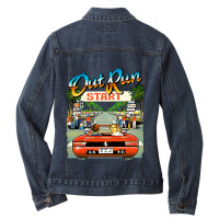 Arcade Out Run Video Game T Shirt Ladies Denim Jacket | Artistshot