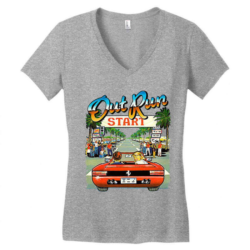 Arcade Out Run Video Game T Shirt Women's V-Neck T-Shirt by MeganArtist | Artistshot