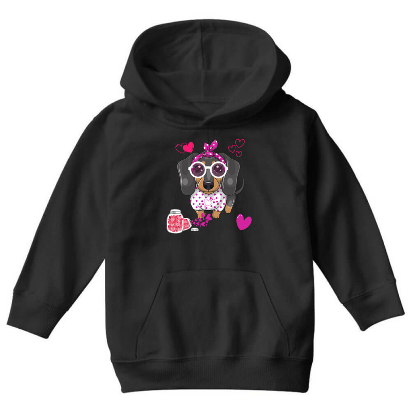 Dog Valentine Gift Cute Dachshund Valentine S Day Youth Hoodie | Artistshot