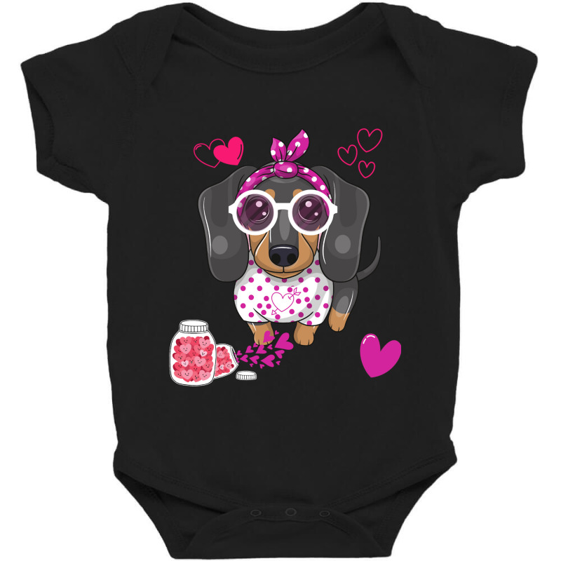 Dog Valentine Gift Cute Dachshund Valentine S Day Baby Bodysuit | Artistshot