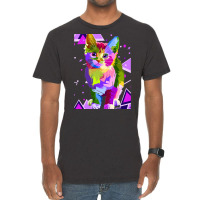 70s 80s Party Cat Psychedelic Colorful Retro Trippy Cat Classic  (1) Vintage T-shirt | Artistshot