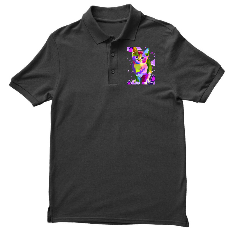 70s 80s Party Cat Psychedelic Colorful Retro Trippy Cat Classic  (1) Men's Polo Shirt by botitefinos | Artistshot