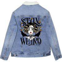 Rose And The Ravens {stay Weird} Colour Version Unisex Sherpa-lined Denim Jacket | Artistshot