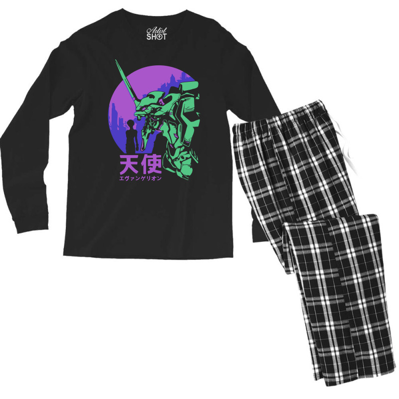 Neon Genesis Evangelion Retro Vintage 1 Men's Long Sleeve Pajama Set | Artistshot