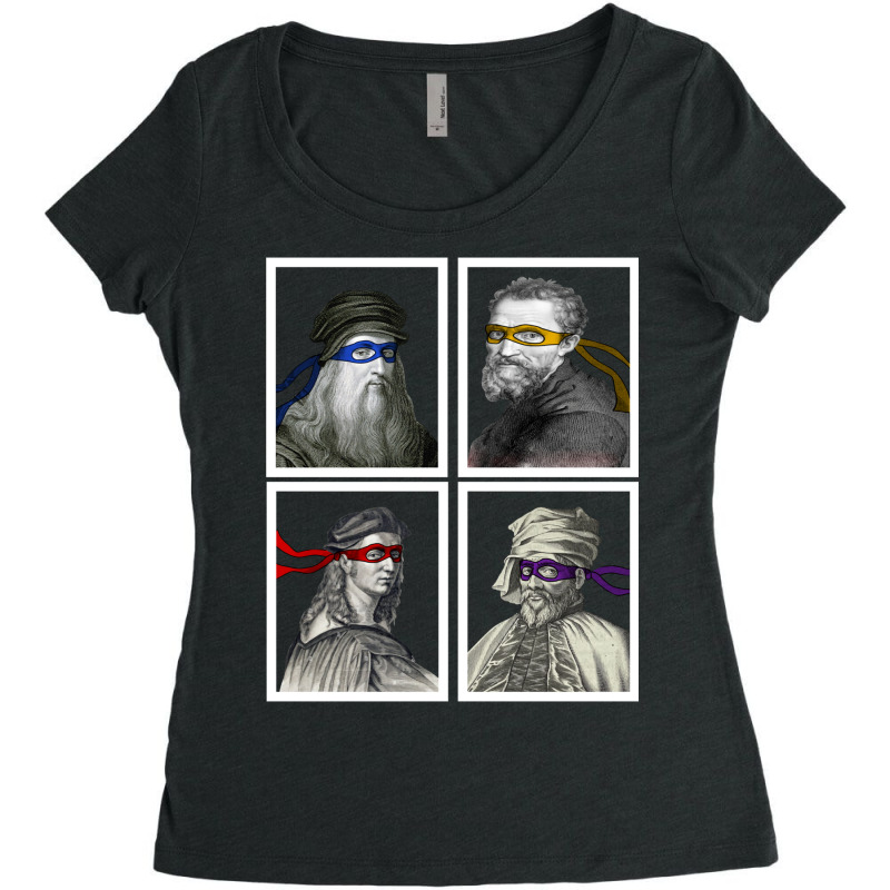 Ninja Artists Leonardo Donatello Raphael Michelangelo Parody Renaissan Women's Triblend Scoop T-shirt by joueekultaiu | Artistshot