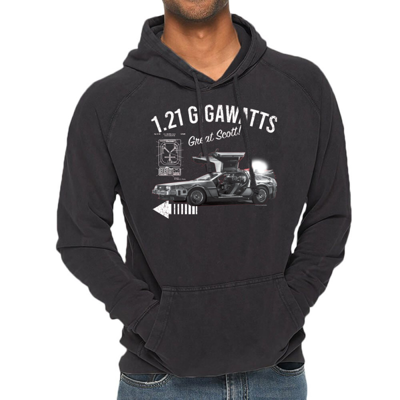 Back To The Future 1.21 Gigawatts Delorean Car (© Ucs Llc And Amblin) Vintage Hoodie by botitefinos | Artistshot