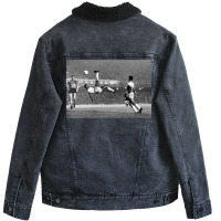 Pele Legendary Bicycle Kick Black And White Unisex Sherpa-lined Denim Jacket | Artistshot