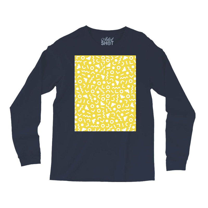 Colorful Retro Memphis Style Pattern Yellow Graphic Long Sleeve Shirts by vonnezramzele | Artistshot