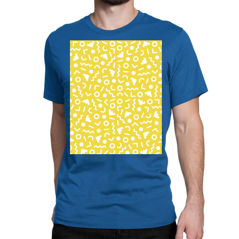 Colorful Retro Memphis Style Pattern Yellow Graphic Classic T-shirt by vonnezramzele | Artistshot