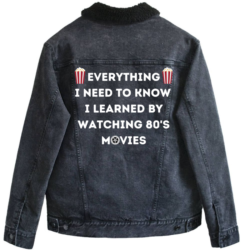 Everything I Need To Know I Learned By Watching 80s Active Unisex Sherpa-Lined Denim Jacket by botitefinos | Artistshot