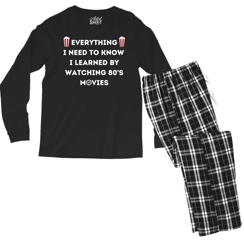 Everything I Need To Know I Learned By Watching 80s Active Men's Long Sleeve Pajama Set by botitefinos | Artistshot