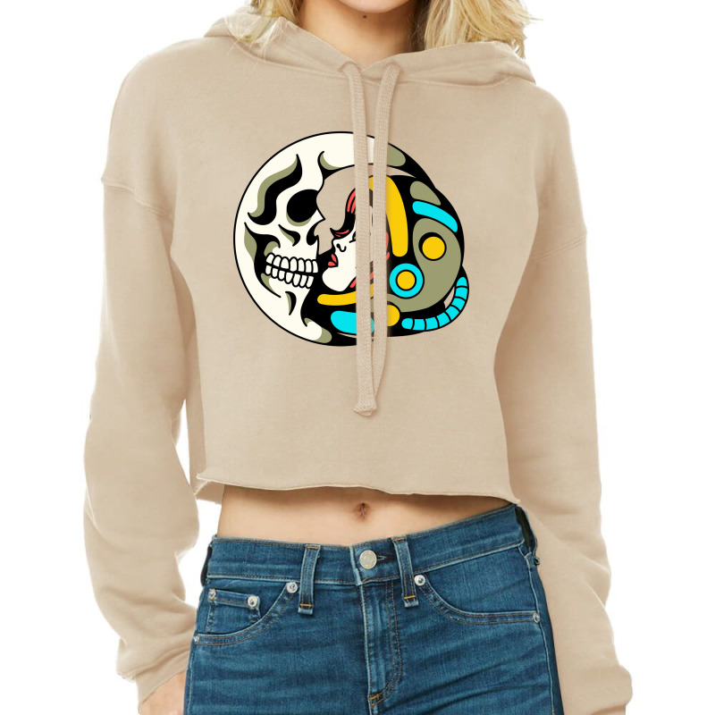 Skull Moon Astronaut Space Cropped Hoodie by testamen049 | Artistshot