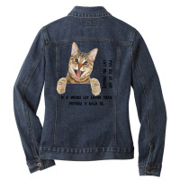 Cat Out Of The Bag Ladies Denim Jacket | Artistshot