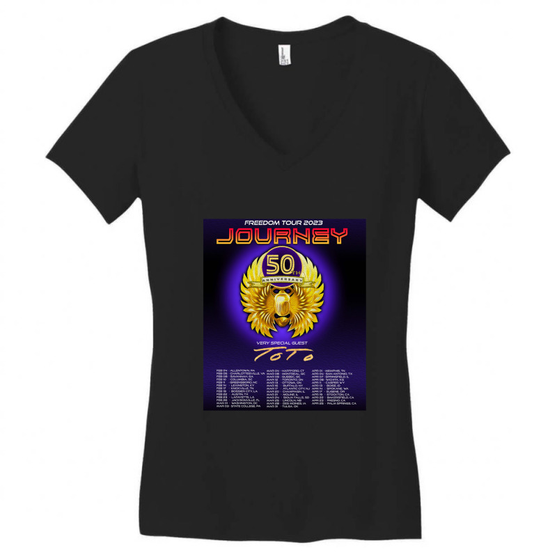 Jrny 50th Anniversary Freedom Tour 2023 With Locations Ang Dates Class Women's V-Neck T-Shirt by TerriWilliams | Artistshot