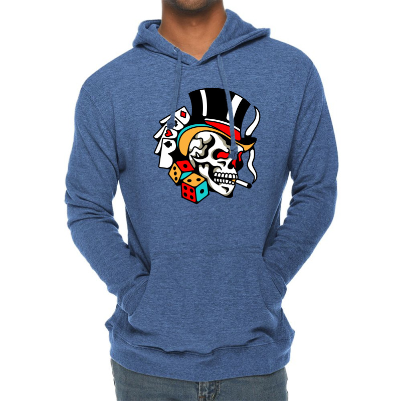 Skull Gamble Playingcards Lightweight Hoodie | Artistshot